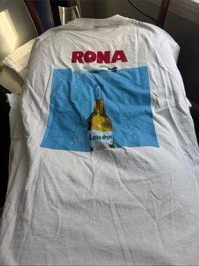 RONA White Graphic Tee with Bottle Print